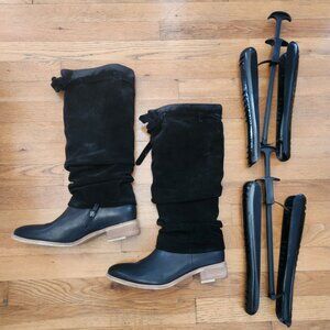 Handmade Antelope Boots -Black Suede and Leather - Size 8